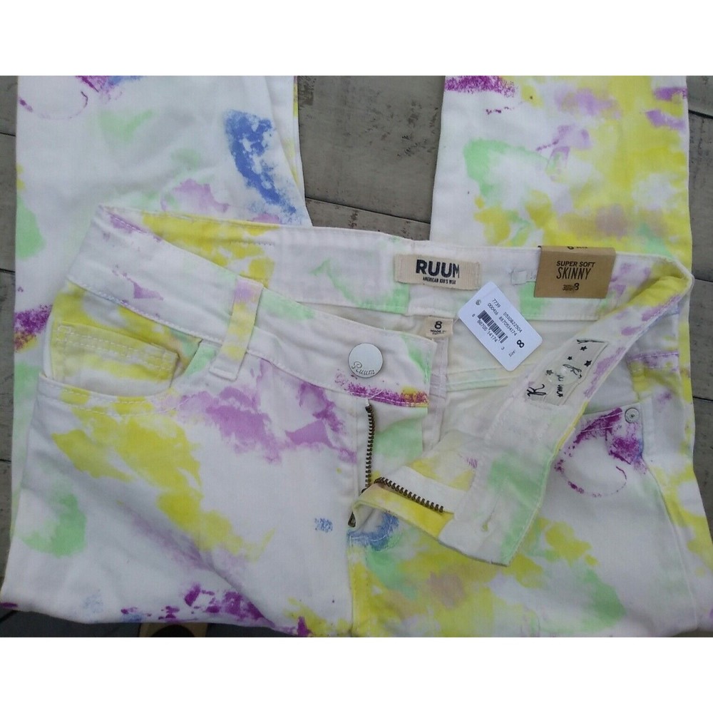 New Ruum girls pants jeans 8 floral super soft skinny jeggings adjustable waist